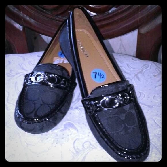 Coach Shoes - SALE NEW COACH 7.5 BLACK LOGO DRIVING LOAFER SHOES